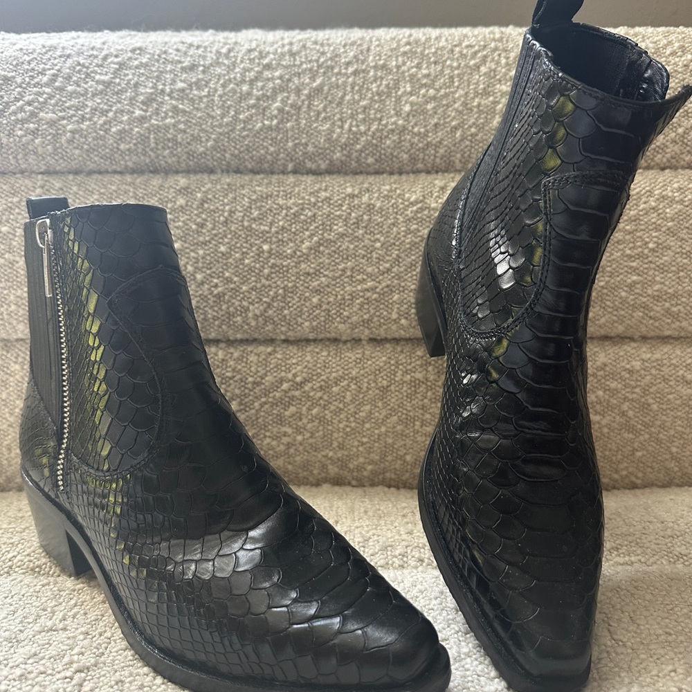 Donald J. Pliner Black Textured Ankle Boots